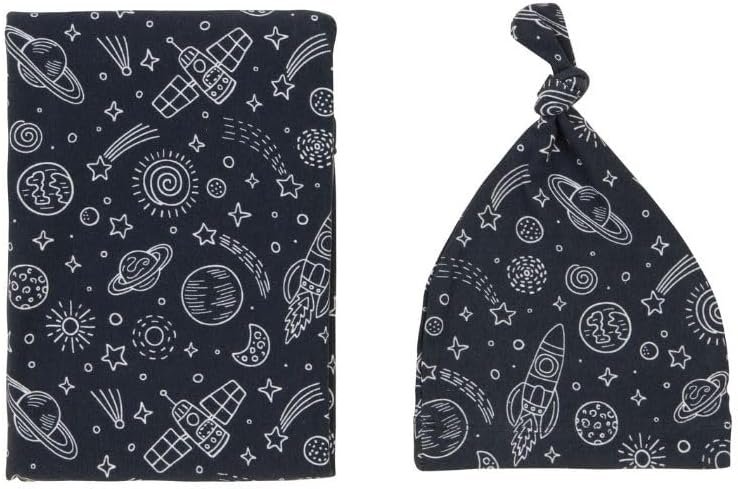 All4Ella Jersey Swaddle & Beanie Set - Outer Space - Image 2